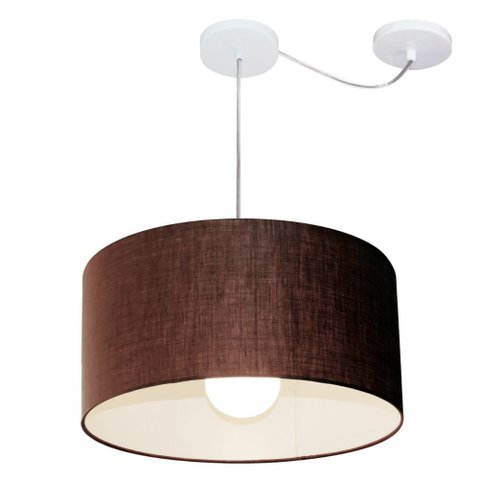 Lustre Pendente Cilíndrico Com Desvio de Centro Vivare Md-4228 Cúpula em Tecido 45x25cm - Bivolt - C