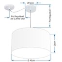 Ver imagem 2 de Lustre Pendente Cilíndrico Com Desvio de Centro Vivare Md-4228 Cúpula em Tecido 45x25cm - Bivolt - C