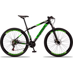 Bicicleta MTB Aluminum Aro 29 Quadro 19 com 21 Marchas Freio Mecânico Preto Verde - Raider - 2