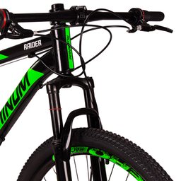 Bicicleta MTB Aluminum Aro 29 Quadro 19 com 21 Marchas Freio Mecânico Preto Verde - Raider - 5