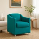 Ver imagem 1 de Poltrona Decorativa para Sala, Escritorio, Recepção Tila Suede Azul Turquesa