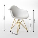 Ver imagem 2 de Mesa Jantar Redonda 110Cm Amêndoa Clips 3 Pés Com 4 Poltronas Brancas Base Dourada - Cor: Amendoa