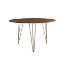 Ver imagem 5 de Mesa Jantar Redonda 110Cm Amêndoa Clips 3 Pés Com 4 Poltronas Brancas Base Dourada - Cor: Amendoa