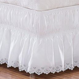 Saia Box Casal Queen Perolla Bordado Ultrassônico - Branco - 3