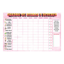 Mural Quadro de Deveres Rosa 30x45cm em Mdf com Caneta com Apagador +3 Anos Paper Toy - 1