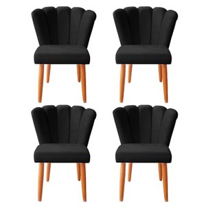 Kit 4 Cadeiras Sala de Jantar Estofada Pétala Twdecora Suede