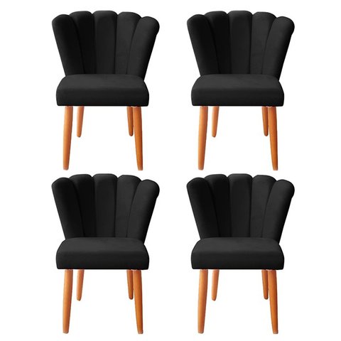 Kit 4 Cadeiras Sala de Jantar Estofada Pétala Twdecora Suede