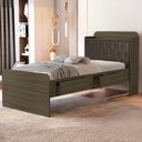 Ver imagem 2 de Cama Solteiro Bau 2 Gavetas Mdf Tamires Capitone Castanho Nogal Decmade