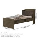 Ver imagem 3 de Cama Solteiro Bau 2 Gavetas Mdf Tamires Capitone Castanho Nogal Decmade