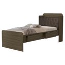 Ver imagem 1 de Cama Solteiro Bau 2 Gavetas Mdf Tamires Capitone Castanho Nogal Decmade