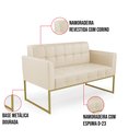Ver imagem 6 de Sofá Namoradeira Elisa Corino Bege Base Metálica Industrial Dourado - D'Rossi