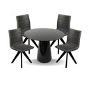 Ver imagem 1 de Conjunto Mesa de Jantar Cone 110 cm Laca Preta com Cadeiras Cercatto Giratória Revestida em Tecido L