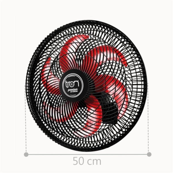 Ventilador Parede Lorena Preto Oscilante 127V Pás Vermelho - 2