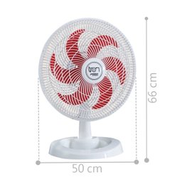 Ventilador Mesa Lorena Branco Oscilante 127V Pás Vermelha - 2