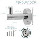 Ver imagem 4 de Cabide Gancho Simples de Parede Inox Cromado Acessório para Banheiro Multiuso Cabideiro Luxo