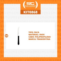 KIT - 48 Facas para Churrasco Leme Com Lâmina em Aço Inox 4 POL Cabo Preto FPBAG - Tramontina - 2