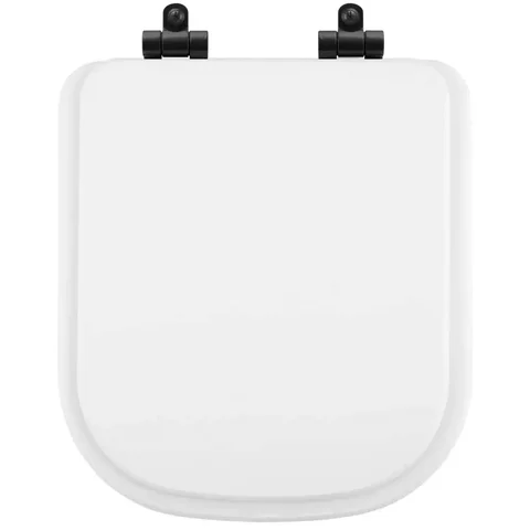 Assento Sanitário Poliéster Soft Close Piano Branco para Vaso Deca com Ferragem Preta