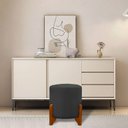 Ver imagem 1 de Puff Principe Thor Tecido Veludo Pes de Madeira:cinza