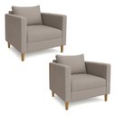 Ver imagem 1 de Kit 02 Poltronas Decorativa Milena Linho Capuccino Pés de Madeira - Pallazio