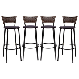 Kit 4 Banquetas para Cozinha Banco Alto Junco Argila Balcão Ilha Bancada Bares Piscina Área Gourmet - 1