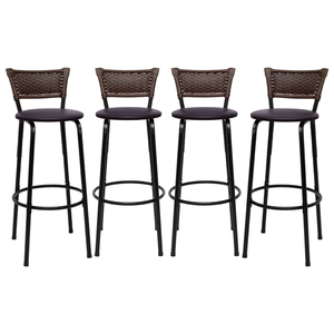 Kit 4 Banquetas para Cozinha Banco Alto Junco Argila Balcão Ilha Bancada Bares Piscina Área Gourmet