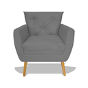 Ver imagem 2 de Kit Poltrona Emily + Puff Decorativo Sala Recepção Escritório Suede Cinza