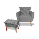 Ver imagem 1 de Kit Poltrona Emily + Puff Decorativo Sala Recepção Escritório Suede Cinza