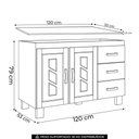 Ver imagem 4 de Balcão de Cozinha com Tampo 120cm 2 Portas Madeira Giana Castanho F07 - Mpozenato