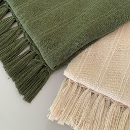 Kit Com 2 Mantas Decorativas Verde Oliva E Cru Para Sofá Poltronas e Camas  Xale 1,20X1,80M - 3