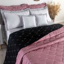 Ver imagem 7 de Kit 7 Pçs Cobre Leito Casal Queen Renove Hipercal 400 Fios Dupla Face Bordado: Preto e Rosê