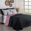 Ver imagem 2 de Kit 7 Pçs Cobre Leito Casal Queen Renove Hipercal 400 Fios Dupla Face Bordado: Preto e Rosê