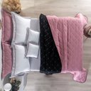 Ver mais imagens de Kit 7 Pçs Cobre Leito Casal Queen Renove Hipercal 400 Fios Dupla Face Bordado: Preto e Rosê