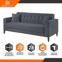Ver imagem 4 de Sofa Liverpool 3 Lugares 195 Cm Base Madeira Talento Móveis Veludo Paris Grafite