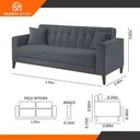 Ver imagem 3 de Sofa Liverpool 3 Lugares 195 Cm Base Madeira Talento Móveis Veludo Paris Grafite