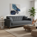 Ver imagem 1 de Sofa Liverpool 3 Lugares 195 Cm Base Madeira Talento Móveis Veludo Paris Grafite