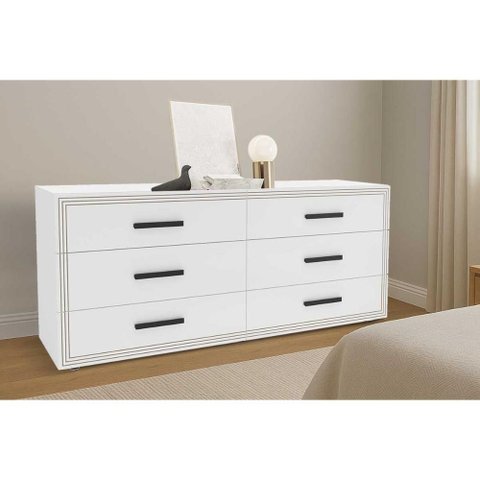 Cômoda de Quarto Valência C/ 6 Gavetas Branco - Politorno