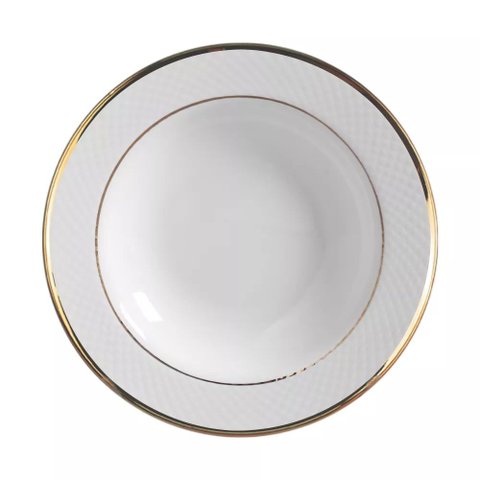 Conjunto com 6 Pratos Fundo Relevo Ouro Ø25cm Alleanza Cerâmica