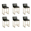Ver imagem 1 de Banqueta Cozinha Alta com Encosto Industrial Kit 6 Champanhe Lirina Pu C05 - D'rossi