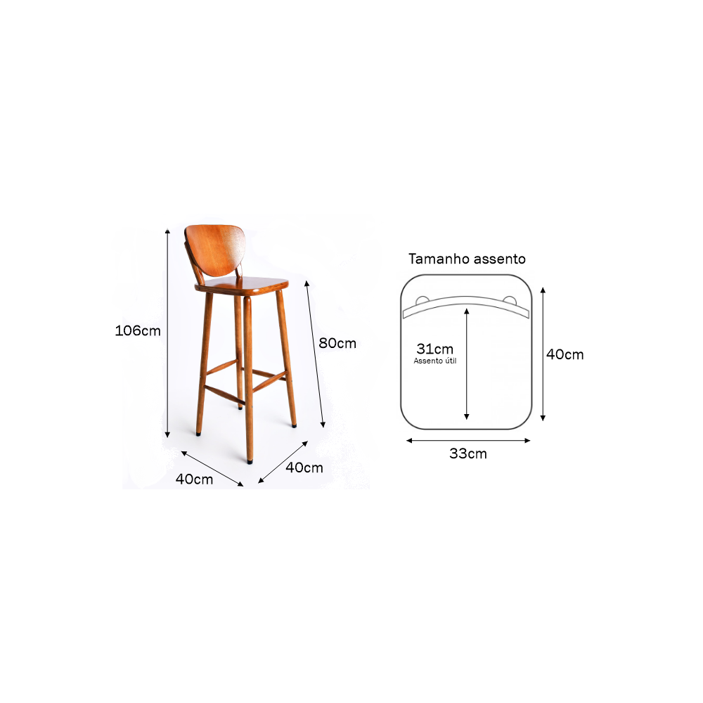 Conjunto Bistrô Mesa Quad Alta 2 Banquetas Mad Imbuia-Vivaligna - 4