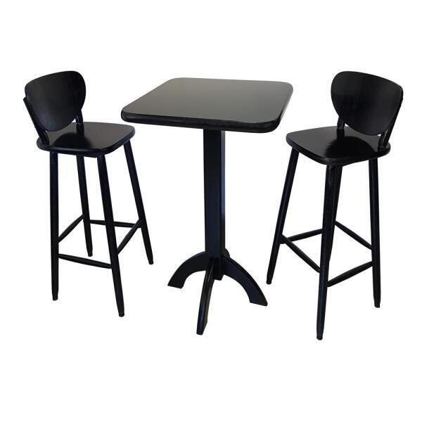 Conjunto Bistrô Mesa Quad Alta 2 Banquetas Preto-Vivaligna