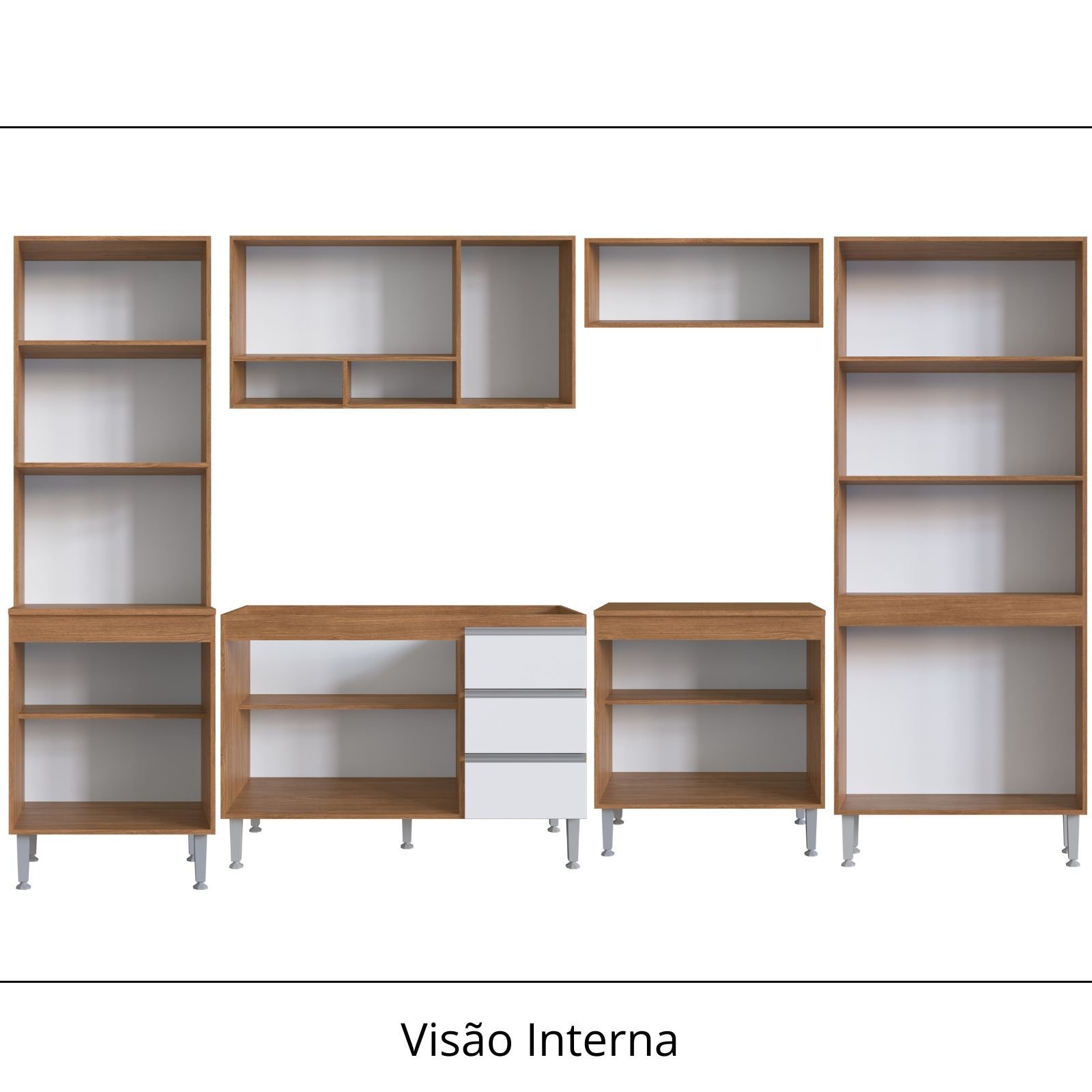 Cozinha Completa Modulada Athena 6 Peças 15 Pt 3 Gv Freijó Branco - 3