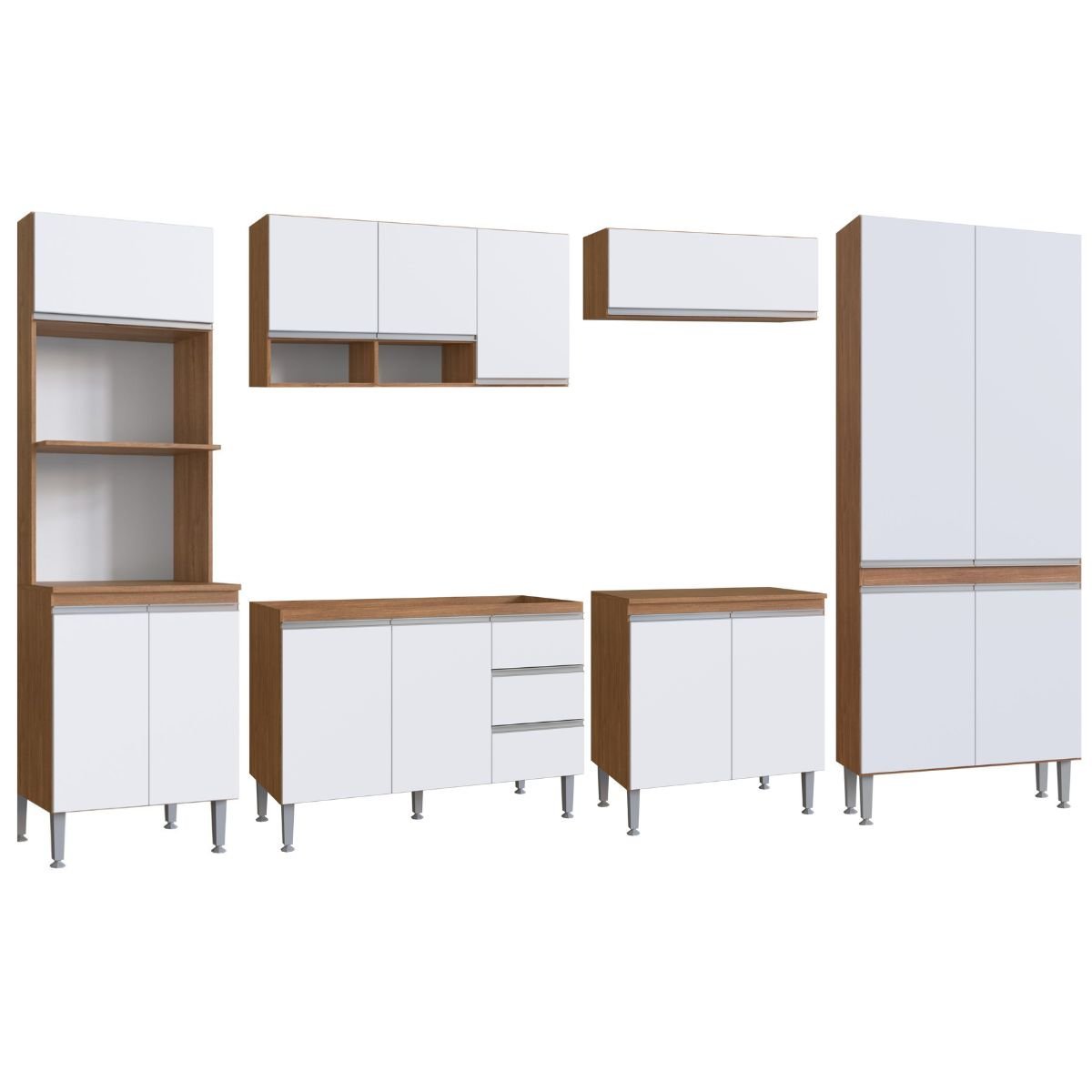 Cozinha Completa Modulada Athena 6 Peças 15 Pt 3 Gv Freijó Branco - 2