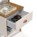 Ver imagem 4 de Mesa de Cabeceira Pérola New para Quarto Pés Retrô Puxador Moderno 1 Gaveta - Off White com Freijó