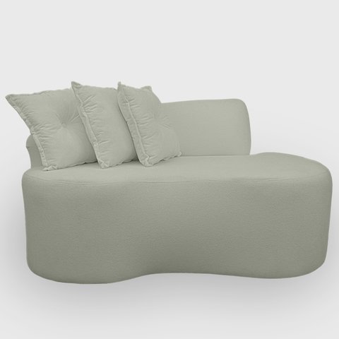 Sofá Pequeno Orgânico 2 Lugares Living 145 Cm Sala Recepção Clinica Consultório Bouclé - Menta