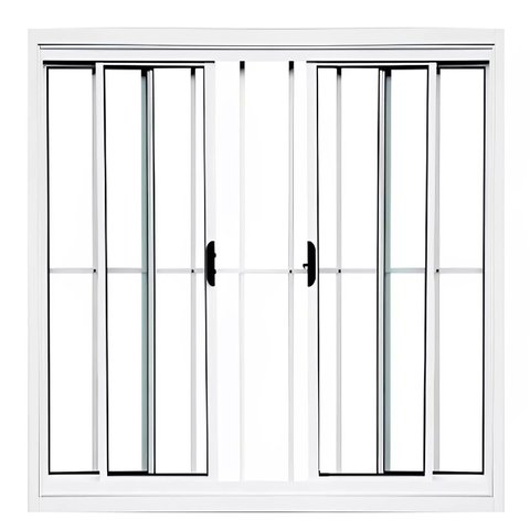 Janela de Alumínio Branco Vitro de Correr 4 Folhas com Grade Cmc Linha Modular- 1.00 (l) X 1.20 (a)