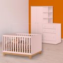 Ver imagem 1 de Conjunto Berço Mini Cama Slim e Guarda Roupa C/ Cômoda Rosa