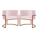 Ver imagem 1 de Kit 02 Poltrona Luana Luxo Suede Rosa Bebê Base Bronze - Fm