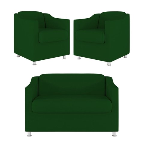 Kit 02 Poltrona Tilla Recepção + Namoradeira Sala Quarto Cor:Verde