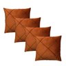 Kit 4 Capas para Almofada Drapeada Quadrada em Veludo Terracota - 1