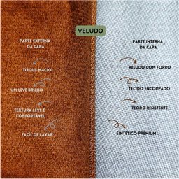 Kit 4 Capas para Almofada Drapeada Quadrada em Veludo Terracota - 3